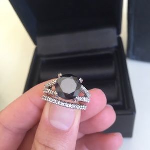 Floating Black Diamond Ring & Band